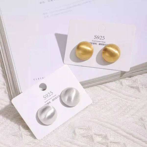 Vintage Semi Round Circular Stud Earrings (2 Pairs)